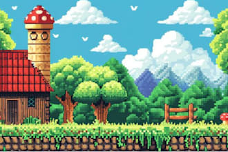 do pixel art background, game environment, tileset or map, rpg maker, pixel art