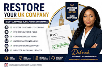 restore, reinstate, activate UK ltd company, file rt01, companies house