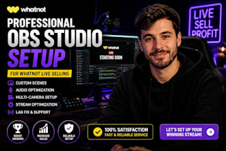 professionally set up obs studio for whatnot live selling