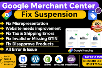 fix google merchant center suspension and misrepresentation