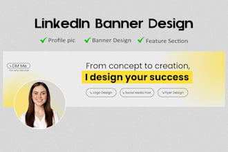 design linkedin cover photo, banner and featured section