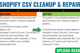 clean your shopify CSV product data and optimize bulk imports