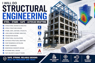 do structural engineering, steel, concrete etabs, safe and autocad drafting