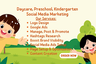be your daycare, preschool, kindergarten social media marketing manager