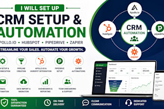 set up apollo io hubspot pipedrive CRM and zapier automation