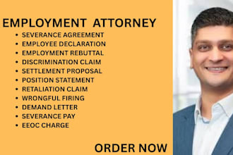 be your employment lawyer for wrongful termination, eeoc and severance agreement