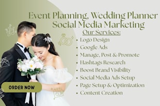 be your event planning, wedding planner social media marketing manager