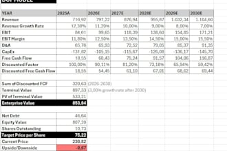 do a dcf valuation and financial modeling in excel