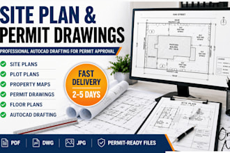 draw site plan plot plan property map and permit drawings for permit submission