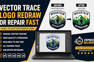 convert image to vector trace logo redraw or repair fast