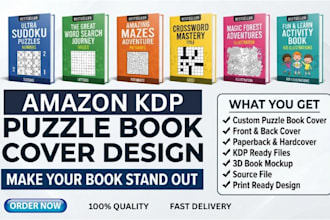 create large print crossword, word search puzzle books for KDP and seniors