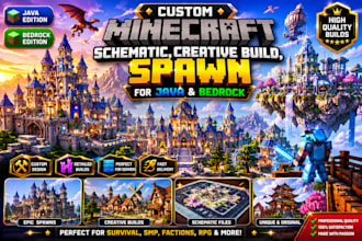 create custom minecraft, creative build, spawn for java and bedrock