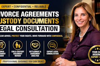 review divorce agreements, custody documents, and provide legal consultation