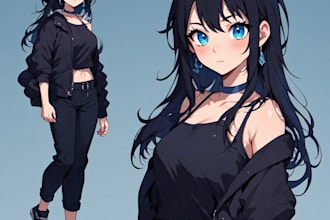 create a custom anime oc character illustration