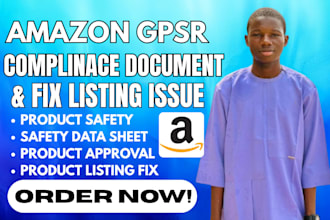 provide amazon gpsr product documents and fix listing compliance issues