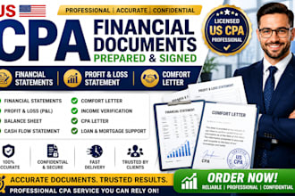 prepare financial statement, profit and loss, income verification letter