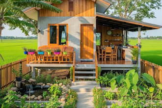 design farmhouse, ecovillage tourism destination, village home, farm interior