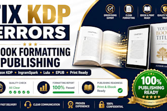 fix ebook error, format and publish ebook on amazon kdp, ingramspark, and lulu