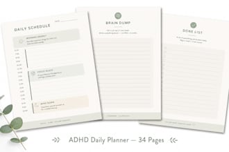 design a minimalist adhd friendly daily planner and digital checklist