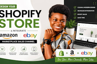 design your shopify store and integrate ebay amazon marketplace sales channel