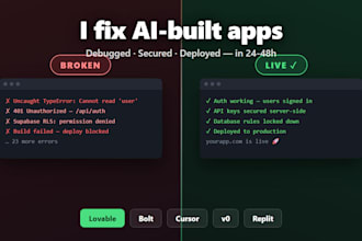 fix, debug and deploy your lovable, bolt, cursor or ai generated app