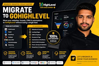 migrate website, funnel, CRM and automation to gohighlevel expert