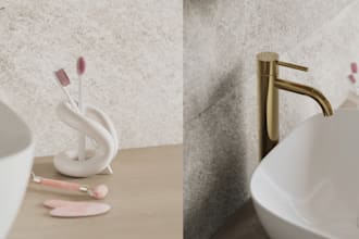 create photorealistic 3d bedroom bathroom living room render