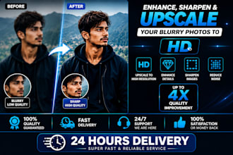 enhance, sharpen and upscale your blurry photo to HD