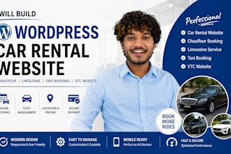build wordpress car rental website chauffeur limousine taxi booking vtc website