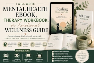 write a mental health ebook, therapy workbook, or emotional wellness guide