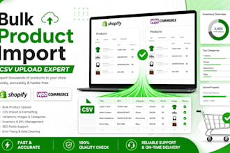 import, upload bulk products using csv for shopify woocommerce stores