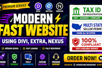build modern fast website using divi extra nexus tax id multi state seller