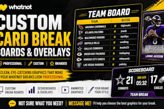 design whatnot card break boards and animated tcg sports overlays