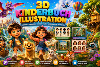 erstellung eines erstklassigen 3d illustrations bilderbuchs für kinder