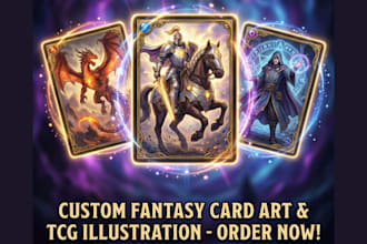 design custom card game playing card tcg card design and board game illustration