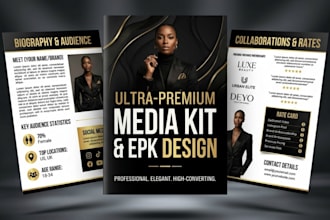 design a standout media kit, epk, influencer press kit and rate card