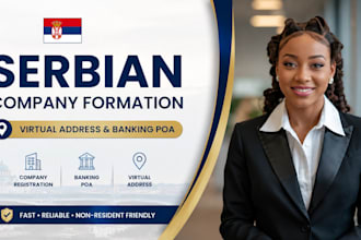 register serbian company with virtual address and banking poa service