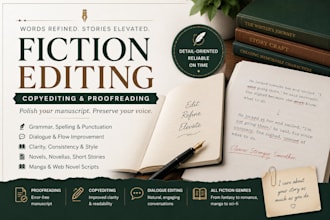 proofread, copyedit, and polish your fiction, novel, novella, or manga script