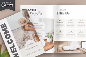 create airbnb digital products, welcome  guide book, event flyer, church flyer