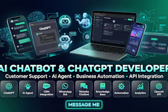 build ai chatbot, chatgpt, ai agent and customer support chatbot