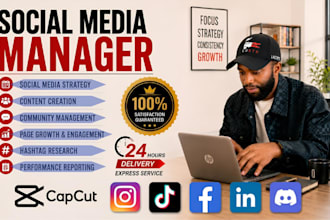 social media manager instagram ads, tiktok, discord, facebook content management