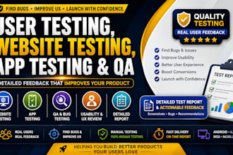 beta test your app, website, game and provide QA user testing feedback
