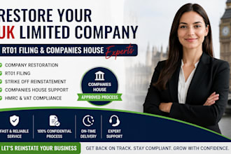 restore your UK limited company and file rt01 with companies house