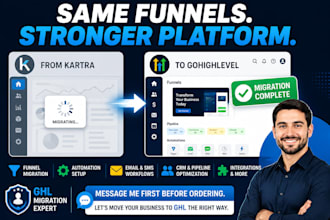 kartra gohighlevel migration expert ghl sales pages checkout funnels automation