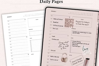 custom hyperlinked digital planner, premium workbook in canva design