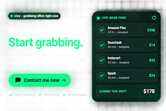 build auto grabber doordash bot, instacart batch auto claim bot, amazon flex bot
