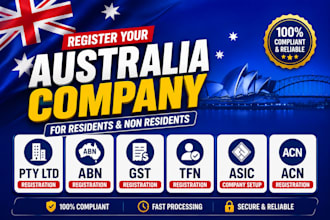 register australia company, abn, gst, asic, acn,tfn for residents and non reside
