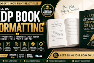 format, edit, proofread manuscripts, print book, kindle ebook upload on kdp