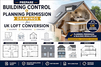 prepare building control and planning permission drawings for UK loft conversion