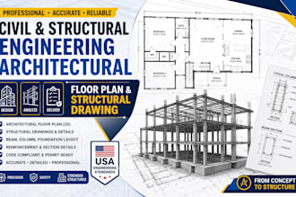 civil and structural engineering architectural floor plan and structural drawing